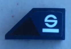 Wedge 2 x 1 x 2/3 Right with Black Triangle, White Letter S and Stripe Pattern (Sticker) - Set 75885