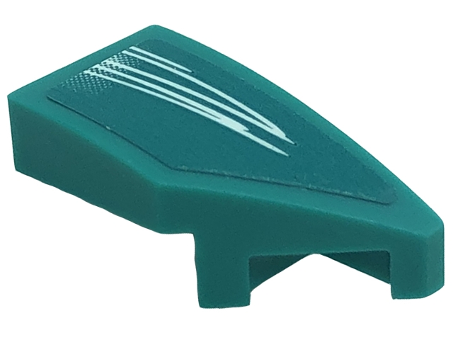 Wedge 2 x 1 x 2/3 Right with White Lines Pattern (Sticker) - Set 76909