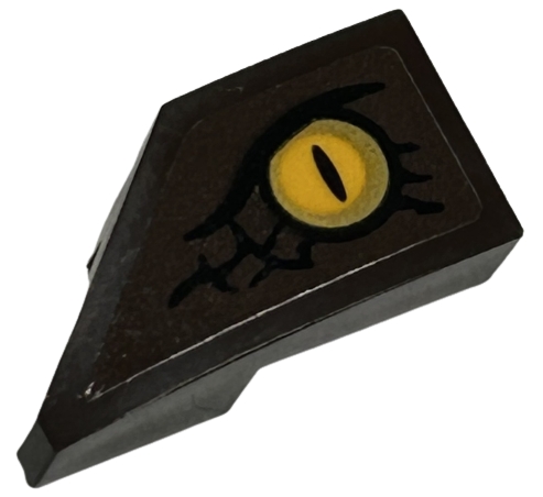 Wedge 2 x 1 x 2/3 Right with Bright Light Orange Dragon Eye and Black Scales Pattern (Sticker) - Set 76406