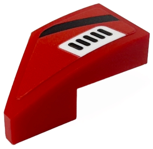 Wedge 2 x 1 x 2/3 Right with Black Stripe and White Air Vent Pattern (Sticker) - Set 76916