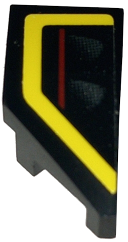 Wedge 2 x 1 x 2/3 Right with Taillight with Dark Red Line and Yellow Bent Stripe Pattern (Sticker) - Set 76907