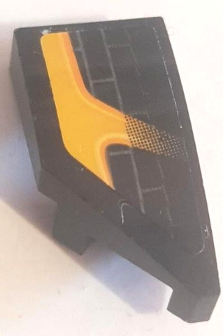 Wedge 2 x 1 x 2/3 Right with Yellow Stripe and Grille Pattern (Sticker) - Set 75893