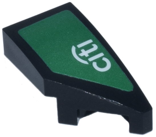 Wedge 2 x 1 x 2/3 Right with White 'citi' Logo on Green Background Pattern (Sticker) - Set 77245
