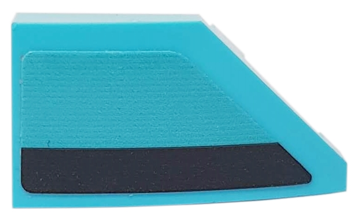 Wedge 2 x 1 x 2/3 Left with Black Stripe on Medium Azure Background Pattern (Sticker) - Set 76898