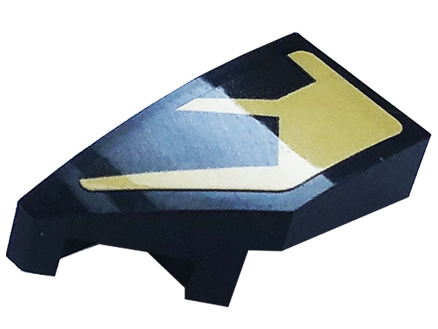 Wedge 2 x 1 x 2/3 Left with Gold Stripes Pattern (Sticker) - Set 76899