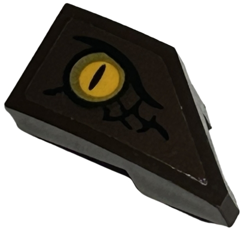 Wedge 2 x 1 x 2/3 Left with Bright Light Orange Dragon Eye and Black Scales Pattern (Sticker) - Set 76406