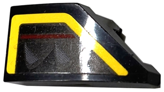 Wedge 2 x 1 x 2/3 Left with Taillight with Dark Red Line and Yellow Bent Stripe Pattern (Sticker) - Set 76907