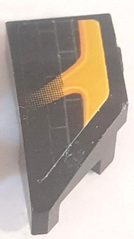 Wedge 2 x 1 x 2/3 Left with Yellow Stripe and Grille Pattern (Sticker) - Set 75893