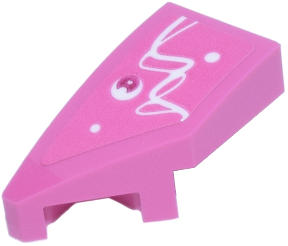 Wedge 2 x 1 x 2/3 Left with White Curved Lines and Dots and Magenta Circle Pattern (Sticker) - Set 77241