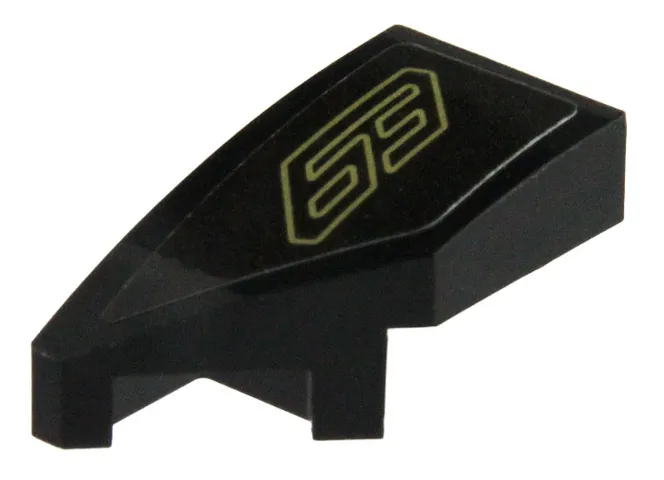 Wedge 2 x 1 x 2/3 Left with Gold '63' Pattern (Sticker) - Set 76923