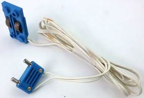 Electric, Train Track Contact Base with Wire (97cm) with Blue Electric, Connector, 2-Way Male Rounded Wide Long with Cross-Cut Pins (2913 / bb0093bc01)