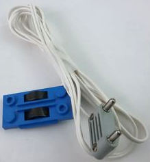 Electric, Train Track Contact Base with Wire (97cm) with Light Gray Electric, Connector, 2-Way Male Rounded Wide Long with Cross-Cut Pins (2913 / bb0093bc01)