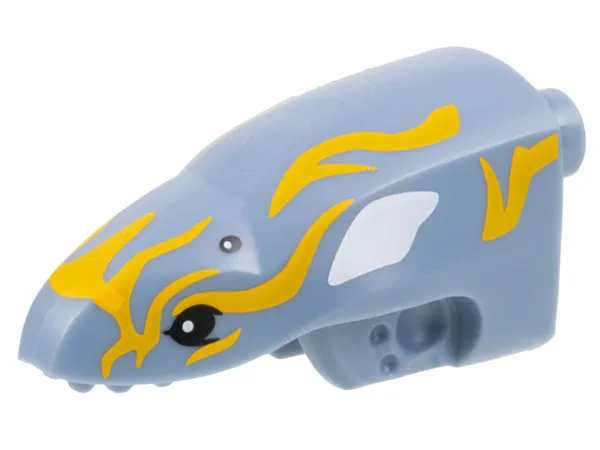 Creature Head, Avatar Ilu with 4 Black Eyes and Bright Light Orange and White Markings Pattern