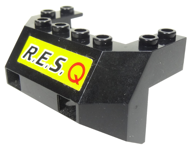 Train Front Sloping Base with Black 'R.E.S.' and Red 'Q' on Yellow Background Pattern (Sticker) - Set 6473