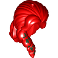 Mini Doll, Hair Female Long with Parted Bangs, Lock over Right Shoulder with Green Leaves Pattern