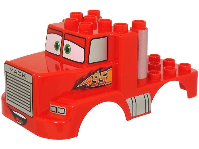 Duplo Car Body Truck 3 x 4 Flatbed with Cars 'MACK' Pattern