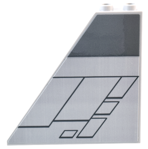 Slope 55 6 x 1 x 5 with Bottom Stud Holders with Dark Bluish Gray Wide Stripe and Diagonal Panels Pattern Model Right Side (Sticker) - Set 75367