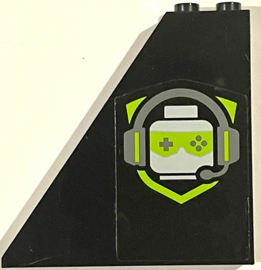 Slope 55 6 x 1 x 5 with Bottom Stud Holders with Gaming Logo Minifigure Head with Headset and Game Controller Sunglasses Pattern Model Left Side (Sticker) - Set 60388
