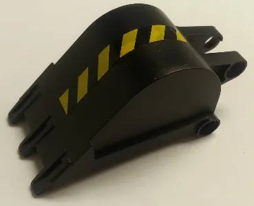 Technic Digger Bucket 4 x 4 x 9 with 3 Teeth and Black and Yellow Danger Stripes Pattern Model Left Side (Sticker) - Set 7707