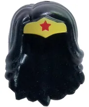 Mini Doll, Hair Friends Long Wavy with Gold Tiara and Red Star Pattern (Wonder Woman)