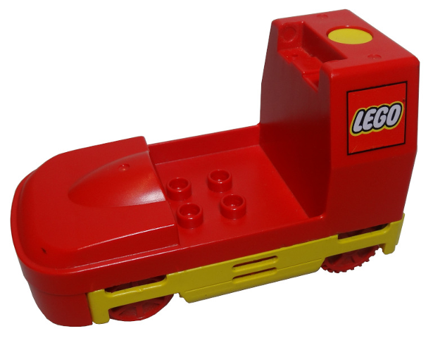 Duplo, Train Passenger Locomotive Base with Yellow Battery Compartment and Red Wheels