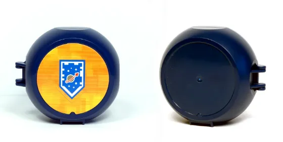 Container, Pod with Light Bluish Gray 6 x 6 Round Plate and Medium Blue 1 x 2 Plate with Nexo Knights Pattern (Sticker) - Set 5004914