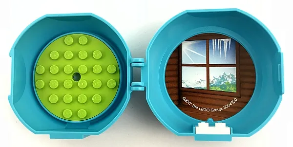 Container, Pod with Lime 6 x 6 Round Plate and White 1 x 2 Plate with Friends Snow Resort Pattern (Stickers) - Set 5004920