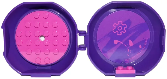 Container, Pod with Dark Pink 6 x 6 Round Plate and Dark Pink 1 x 2 Plate with Friends Pattern (Stickers) - Set 853774