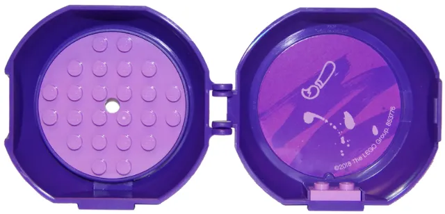 Container, Pod with Medium Lavender 6 x 6 Round Plate and Medium Lavender 1 x 2 Plate with Friends Pattern (Stickers) - Set 853776