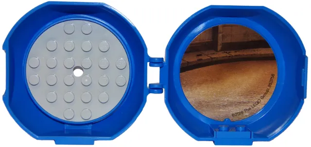 Container, Pod with Light Bluish Gray 6 x 6 Round Plate and Blue 1 x 2 Plate with Ninjago Pattern (Stickers) - Set 853758