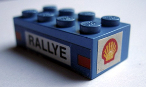 Brick 2 x 4 with 'RALLYE' and Taillights on Side and Shell Logo on Ends Pattern (Stickers) - Set 619