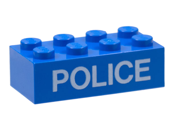 Brick 2 x 4 with White 'POLICE' Thin Pattern