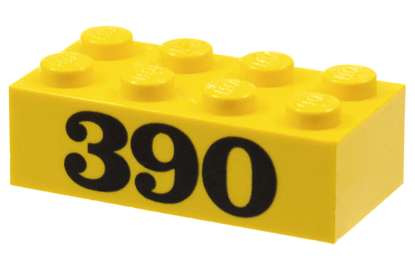 Brick 2 x 4 with Black '390' Pattern