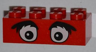Brick 2 x 4 with Eyes and Bushy Eyebrows Pattern