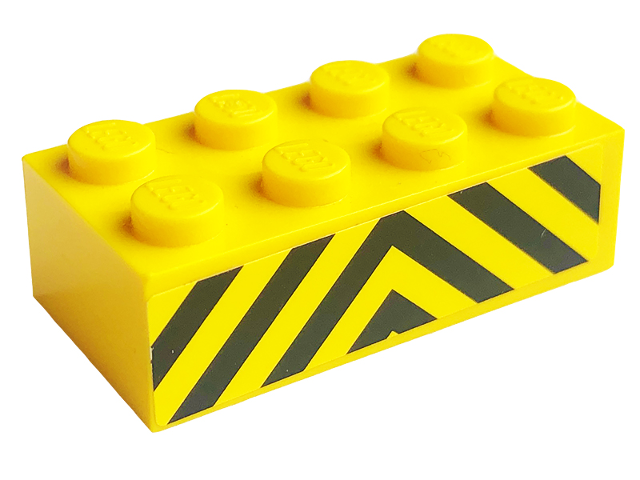 Brick 2 x 4 with Black and Yellow Danger Stripes Pattern (Sticker) - Set 7743