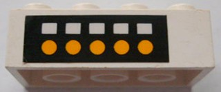 Brick 2 x 4 with 5 White Squares and 5 Yellow Dots on Black Background Pattern (Sticker) - Set 4025