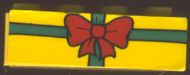 Brick 2 x 4 with Present / Gift with Red Bow Pattern (Sticker) - Set 4165