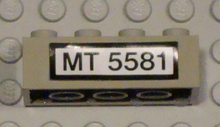 Brick 2 x 4 with Black 'MT 5581' on White Pattern (Sticker) - Set 5581