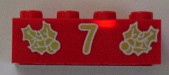 Brick 2 x 4 with Gold Holly and  '7' Pattern