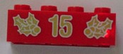 Brick 2 x 4 with Gold Holly and '15' Pattern