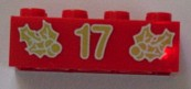 Brick 2 x 4 with Gold Holly and '17' Pattern