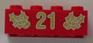 Brick 2 x 4 with Gold Holly and '21' Pattern
