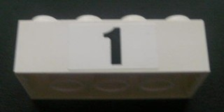 Brick 2 x 4 with Black '1' Pattern (Sticker) - Set 8672