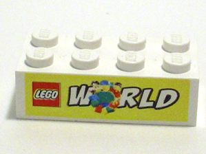 Brick 2 x 4 with LEGO World Pattern