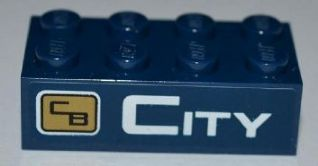 Brick 2 x 4 with City Bank Logo and 'CITY' Pattern (Sticker) - Set 3661