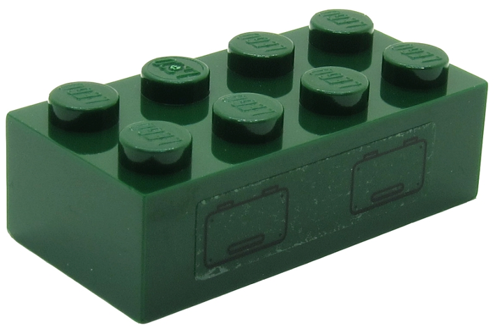 Brick 2 x 4 with 2 Hatches on Transparent Background Pattern (Sticker) - Set 7626