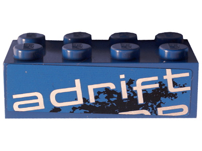 Brick 2 x 4 with 'adrift' Top Half Pattern Model Left Side (Sticker) - Set 8151