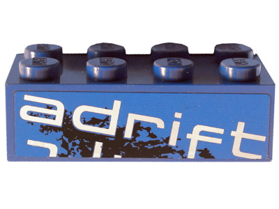 Brick 2 x 4 with 'adrift' Top Half Pattern Model Right Side (Sticker) - Set 8151