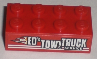 Brick 2 x 4 with 'ED'S TOW TRUCK SERViCE' Pattern Model Right Side (Sticker) - Set 8195
