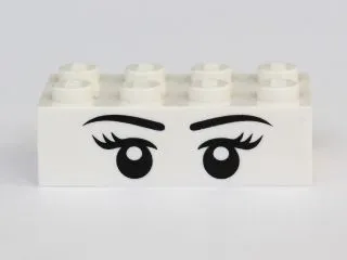 Brick 2 x 4 with Eyes with Pupils, Eyelashes and Eyebrows Front and Eyes with Pupils Back Pattern